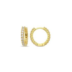 Nereze 925 Ayar Gümüş Gold Kaplama 15 mm Zirkon Taşlı Tamtur Küpe