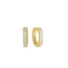 Nereze 925 Ayar Gümüş Gold Kaplama Baget Taşlı 15 mm Tamtur Küpe