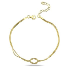 Nereze 925 Ayar Gümüş Gold Kaplama Düğüm Model Bileklik