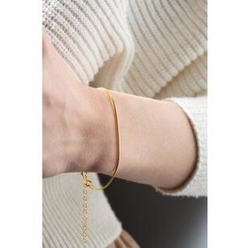 Nereze 925 Ayar Gümüş Gold Kaplama İtalyan Sade Zincir Bileklik