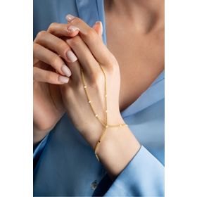 Nereze 925 Ayar Gümüş Gold Kaplama Küp Zincirli Model Şahmeran Bileklik