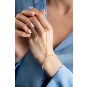 Nereze 925 Ayar Gümüş Gold Kaplama Küp Zincirli Model Şahmeran Bileklik