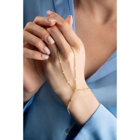 Nereze 925 Ayar Gümüş Gold Kaplama Küp Zincirli Model Şahmeran Bileklik