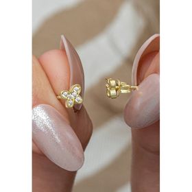 Nereze 925 Ayar Gümüş Gold Kaplama Minik Kelebek Küpe
