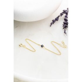 Nereze 925 Ayar Gümüş Gold Kaplama Minik Nazar Bileklik