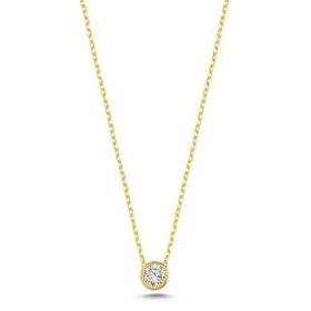 Nereze 925 Ayar Gümüş Gold Kaplama Minimal 5 mm Tektaş Kolye
