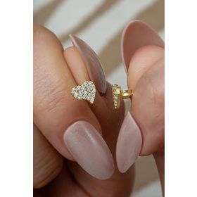 Nereze 925 Ayar Gümüş Gold Kaplama Minimal Kalp Küpe