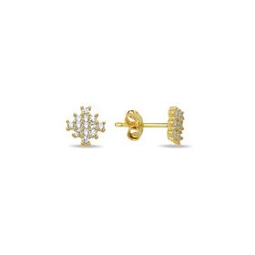 Nereze 925 Ayar Gümüş Gold Kaplama Minimal Kare Küpe