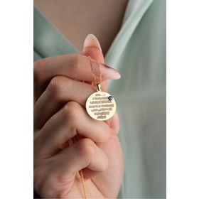 Nereze 925 Ayar Gümüş Gold Kaplama Plaka Ayetel Kürsi Kolye