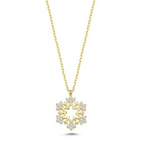 Nereze 925 Ayar Gümüş Gold Kartanesi Tasarım Kolye