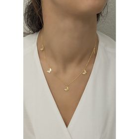 Nereze 925 Ayar Gümüş Gold Kelebek Şans Kolye