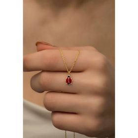 Nereze 925 Ayar Gümüş Gold Minik Uğur Böceği Kolye