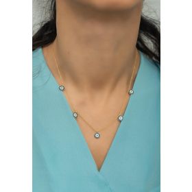 Nereze 925 Ayar Gümüş Gold Nazar Şans Kolye