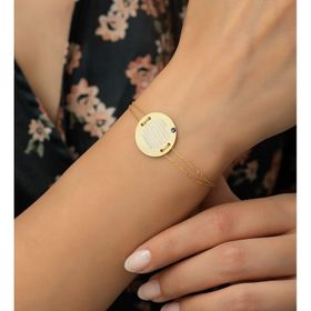 Nereze 925 Ayar Gümüş Gold Plaka Ayetel Kürsi Kadın Gümüş Bileklik