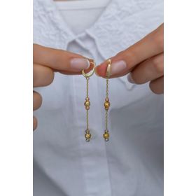 Nereze 925 Ayar Gümüş Gold Sallantılı Dorika Model Küpe