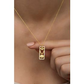 Nereze 925 Ayar Gümüş Gold Şans Figürlü Şans Kadın Kolye