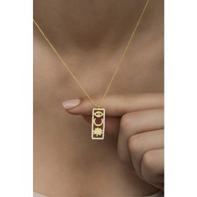 Nereze 925 Ayar Gümüş Gold Şans Figürlü Şans Kadın Kolye
