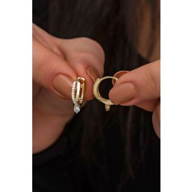 Nereze 925 Ayar Gümüş Gold Tektaş Örgü Model Küpe