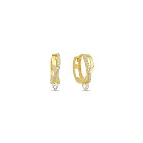 Nereze 925 Ayar Gümüş Gold Tektaş Örgü Model Küpe