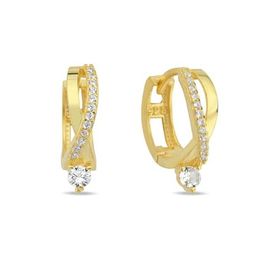 Nereze 925 Ayar Gümüş Gold Tektaş Örgü Model Küpe
