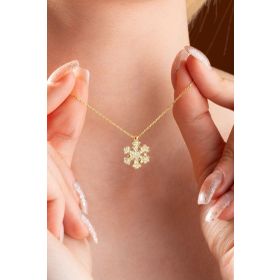 Nereze 925 Ayar Gümüş Gold Yıldız Detaylı Kartanesi Kolye