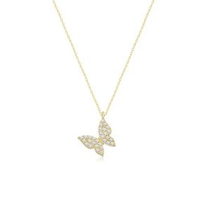 Nereze 925 Ayar Gümüş Gold Zirkon Taşlı Minik Kelebek Kadın Kolye