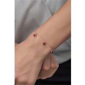 Nereze 925 Ayar Gümüş Kırmızı Mineli Uğur Böceği Bileklik