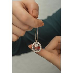Nereze 925 Ayar Gümüş Manolya Çiçeği Uğur Böceği Kadın Kolye