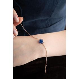Nereze 925 Ayar Gümüş Mavi Taşlı Lotus Çiçeği Bileklik