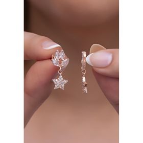 Nereze 925 Ayar Gümüş Mekik Zirkon Taşlı Sallantılı Minik Yıldız Küpe