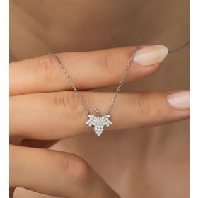 Nereze 925 Ayar Gümüş Minik Çınar Yaprağı Kadın Gümüş Kolye