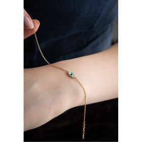 Nereze 925 Ayar Gümüş Minimal Gold Kaplama Nazar Göz Bileklik