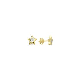 Nereze 925 Ayar Gümüş Minimal Gold Tektaş Yıldız Küpe