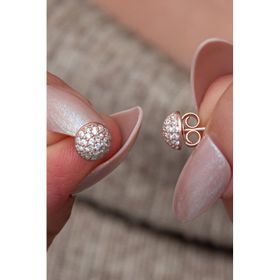 Nereze 925 Ayar Gümüş Minimal Zirkon Taşlı Rose Top Küpe