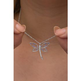 Nereze 925 Ayar Gümüş Mor Zirkon Taşlı Yusufcuk Model Kolye