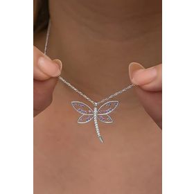 Nereze 925 Ayar Gümüş Mor Zirkon Taşlı Yusufcuk Model Kolye