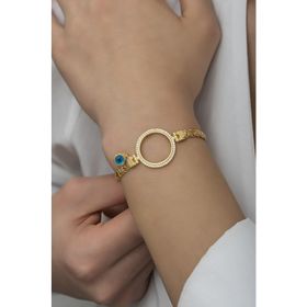 Nereze 925 Ayar Gümüş Nazar Göz Çeyrek Altın İçin Pullu Zincir Bileklik