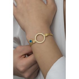 Nereze 925 Ayar Gümüş Nazar Göz Çeyrek Altın İçin Pullu Zincir Bileklik