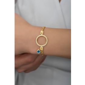 Nereze 925 Ayar Gümüş Nazar Göz Çeyrek Altın İçin Pullu Zincir Bileklik