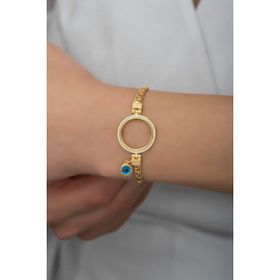 Nereze 925 Ayar Gümüş Nazar Göz Çeyrek Altın İçin Pullu Zincir Bileklik