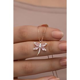 Nereze 925 Ayar Gümüş Pembe Zirkon Taşlı Yusufcuk Kolye