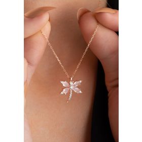 Nereze 925 Ayar Gümüş Pembe Zirkon Taşlı Yusufcuk Kolye