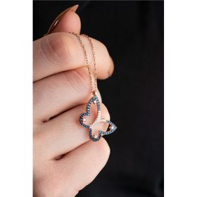 Nereze 925 Ayar Gümüş Renk Geçişli Işıltılı Kelebek Kolye