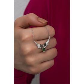 Nereze 925 Ayar Gümüş Rodyum Kaplama Anka Kuşu Kolye