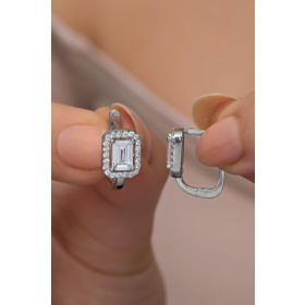 Nereze 925 Ayar Gümüş Rodyum Kaplama J Model Tektaş Küpe