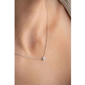 Nereze 925 Ayar Gümüş Rodyum Kaplama Minimal 5 mm Tektaş Kolye