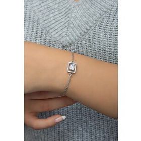 Nereze 925 Ayar Gümüş Rodyumlu Baget Tektaş Bileklik