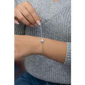 Nereze 925 Ayar Gümüş Rodyumlu Baget Tektaş Bileklik