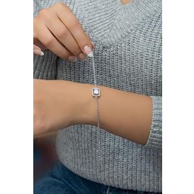 Nereze 925 Ayar Gümüş Rodyumlu Baget Tektaş Bileklik