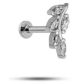 Nereze 925 Ayar Gümüş Rodyumlu Minimal Zeytin Dalı Tragus Piercing
